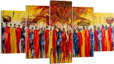 Produktbild von Bild auf Leinwand - Leinwandbild - Afrika Stamm - 160x85cm - Wand Bild - Wanddeko - Wandbilder - Leinwanddruck - Bilder - Kunstdruck - Wanddekoration - Leinwand bilder - Wandkunst - EA160x85-3752