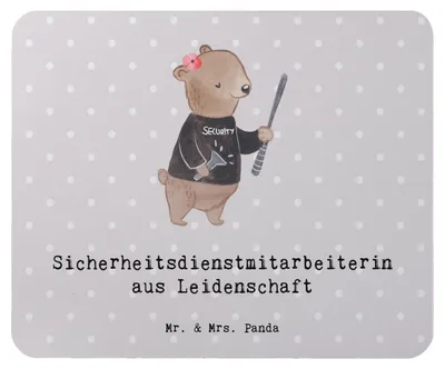 Produktbild von Mr. & Mrs. Panda Mouse Pad Sicherheitsdienstmitarbeiterin Leidenschaft - Grau Pastell - Geschenk, pc mausunterlage, mousepad, mauspad laptop