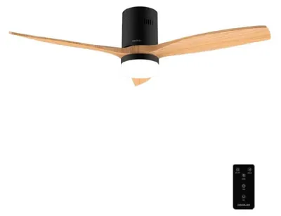 Zdjęcie produktu dla Wentylator sufitowy Cecotec z oświetleniem EnergySilence Aero 5600 Classic Black&LightWood. Silnik prądu stałego 40 W, 3 łopatki