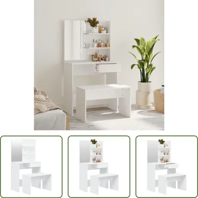 Produktbild von The Living Store Schminktisch-Set Weiß 74,5x40x141 cm