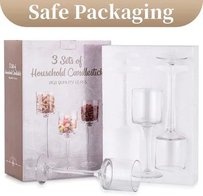 Produktbild von Gläserne Kerzenhalter Set 3 Stücke – Elegante Kerzenhalter für Kerzen und Pillarkerzen – Tischdekoration für Hochzeit, Abendessen und Innenraum