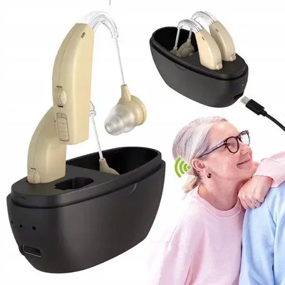 Image de Appareil auditif numérique - Collecteur de son intra-auriculaire - Activation par charge - Traitement du son - Réduction intelligente du bruit - Haut-parleurs dynamiques - Détection intra-auriculaire