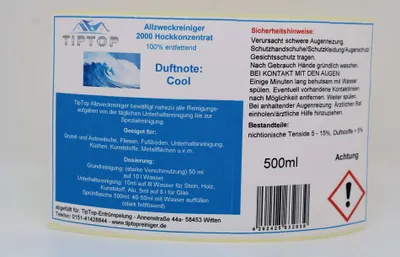 Produktbild von TIPTOP Allzweckreiniger 2000 Konzentrat 500 ml mit Dosierkopf - mehrere Duftnoten zur Auswahl – Cool
