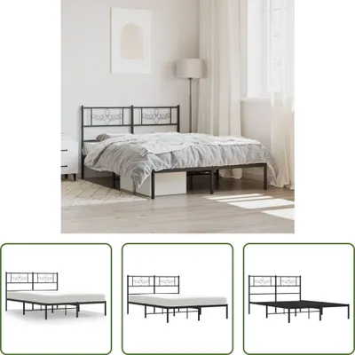 Produktbild von The Living Store Bettgestell mit Kopfteil Metall Schwarz 160x200 cm