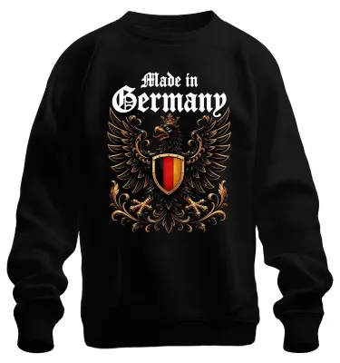 Obrázok produktu pre . Mikina s nápisom "Bundesadler" (nemecký orol), symbolom hrdosti a sarkazmu. Čierna, veľkosť M