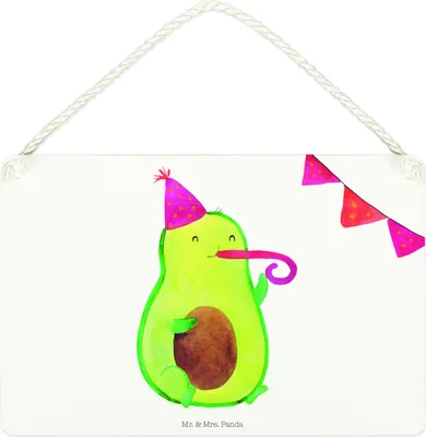 Produktbild von Mr. & Mrs. Panda Schild Avocado Geburtstag DIN A4 - Weiß - Geschenk, Deko Wandbild, Holz, Frucht, kleine aufmerksamkeit, Party, Feier, Überraschung, Holzschild, wandtafel