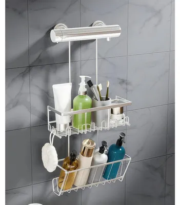 Produktbild von Duschablage zum Hängen ohne Bohren Silber 2 Stück