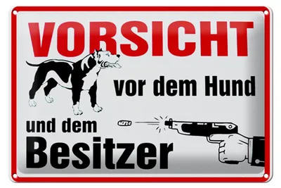 Produktbild von Blechschild Tiere 30x20cm Vorsicht vor Hund und Besitzer