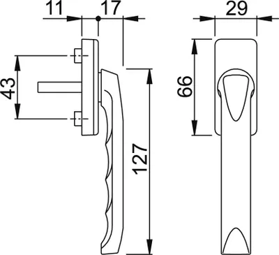 Immagine prodotto di HOPPE Maniglia per finestra 013KH/U34, supporto, angolare, 7/32, reversibile