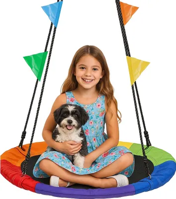 Obrázek produktu pro Ekspand | Houpačka „Čápí hnízdo“ – barevná – 80 cm – maximální nosnost 150 kg – závěsné sedátko