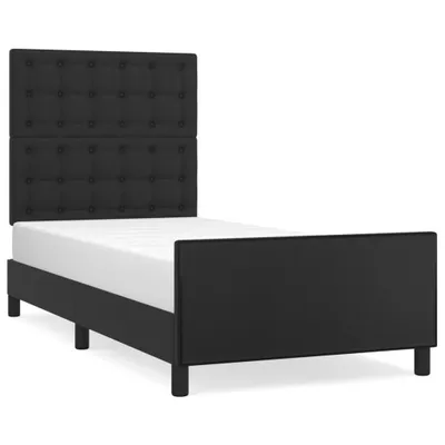Produktbild von vidaXL Bettgestell mit Kopfteil Schwarz 90x200 cm Kunstleder