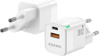 Image de Chargeur mural Aisens ASCH-20W2P002-W/ 1xUSB Type-C/ 1xUSB/ 20W