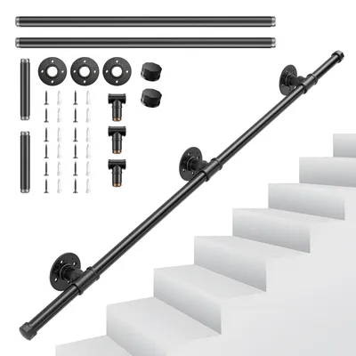 Treppengeländer, feuerverzinkt, rutschfest, 120 cm, schwarz