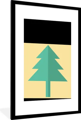 Produktbild von MuchoWow® Gerahmtes Poster Weihnachten - Illustration - Weihnachtsbaum - Zitate - Frohe Weihnachten - Gelb 60x90 cm - Poster mit Schwarzem Bilderrahmen Wandposter Rahmen Foto Bilder - Dekoration - Wandposter Wohnzimmer - Hochwertig
