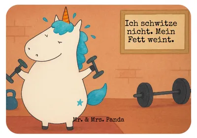 Produktbild von Mr. & Mrs. Panda magnet Einhorn Fitness Design - Weiß - Geschenk, Unicorn, wandmagnet, whiteboardmagnet, Gym, Sport, haftmagnet, Fitnessstudio, zettelhalter, Sixpack