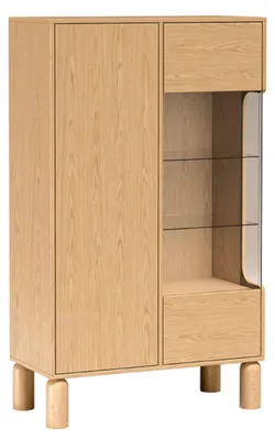 Produktbild von Vitrine KINSARVIK - Eiche - Hohe Beine - Glaseinlegeböden - 89 x 146 x 41 cm
