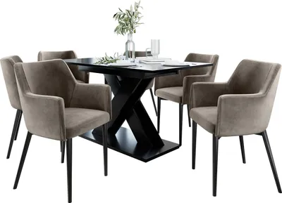 Produktbild von MIRJAN24 Stuhl Rene, 1 Stück, Polsterstuhl, Beine aus Metall, 57x50x83 cm, Wohnzimmer (Farbe: Magic Velvet 2209, Beine: Schwarz)