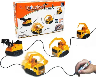 Obrázek produktu pro Indukční autodráha - Bagr který jezdí po trase namalovaným fixem.