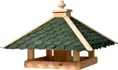 Produktbild von dobar Traditionelles Vogelfutterhaus, Vogelhaus mit Bitumenschindel-Dach, 54 x 54 x 38 cm, Kiefer, Grün