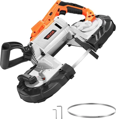 Immagine prodotto di Sega a nastro a batteria VEVOR 20V, profondità di taglio 127x115 mm, sega a nastro per metallo, portabanda compatta e a batteria, gancio di sospensione, velocità variabile 0-120 m/min, per tagliare metallo, legno (solo utensile)