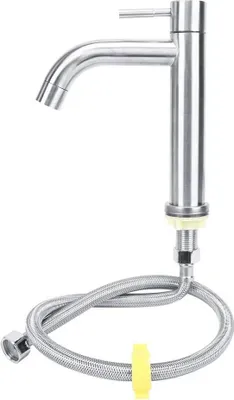 Produktbild von Kaltwasserhahn für Handwaschbecken | Edelstahl | Gebürstete Oberfläche | Inklusive Schlauch