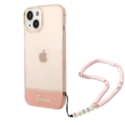 Immagine prodotto di Guess Guhcp14Mhgcohp Custodia rigida rosa/rosa per Iphone 14 Plus / 15 Plus 6.7 con cinturino perlato traslucido