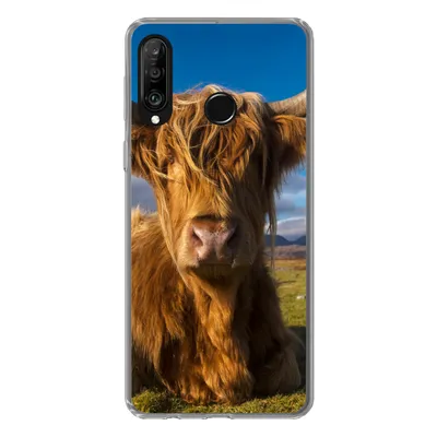 Produktbild von MuchoWow® Handyhülle Schutzhülle Hülle für Huawei P30 Lite Schottische Highlander - Tiere - Gras Silikon Softcase Handy Hülle - Handyhülle