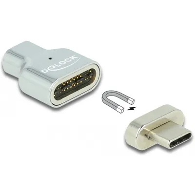 Produktbild von DeLOCK Thunderbolt 3 / USB Type-C (DP Alt Mode) 8K 30 Hz Magnet Adapter Stecker zu Buchse, Thunderbolt 3/ USB C, Thunderbolt 3/ USB C, Silber