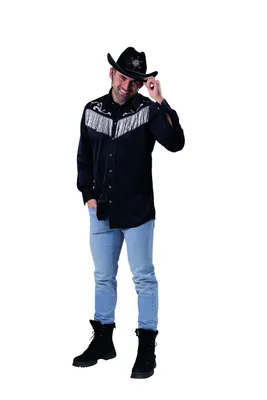 Produktbild von Cowboy Kostüm Joe Schwarzes Cowboyhemd für Herren
