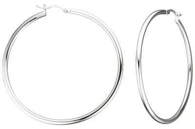Produktbild von Paar Ohrringe Creolen rund 55,6mm aus 925 Silber Silberohrringe für Damen