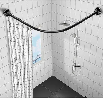 Zdjęcie produktu dla Unyqoos® L-kształtna listwa prysznicowa do montażu narożnego, regulowana, zakres 70–95 cm i 90–130 cm, wykonana ze stali nierdzewnej 304, odporna na korozję, do zasłony prysznicowej, montaż z możliwością wiercenia lub bez