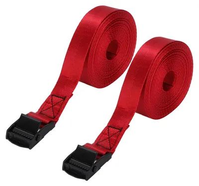 Produktbild von 2 Stück Spanngurt, schwarze Zinklegierung, Druckschnalle, Bandage, 25 mm Bindung, Rotweinseil, 1 Meter