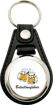 Produktbild von Huuraa Schlüsselanhänger Bataillonsführer Schützenfest Metall mit Kunstleder Schlüsselring Einkaufswagenchip Geschenkidee