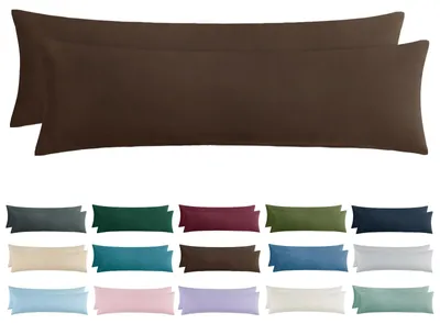 Produktbild von Kissenbezug 40x145 cm, 2 Stück - Kissenbezug für Seitenschläfer, 40 x 145 cm, braun mit Reißverschluss, aus weicher Mikrofaser,  .