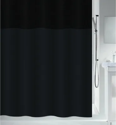 Produktbild von Spirella Anti-Schimmel Duschvorhang - Anti-Bakteriell, waschbar, wasserdicht, Polyester, „Urbanko“ Schwarz 240x180 cm