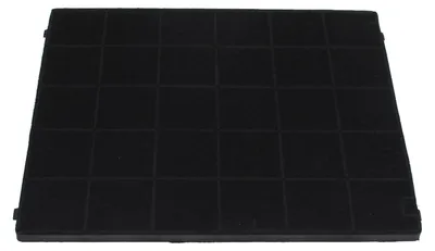 A black activated carbon filter for a kitchen hood.