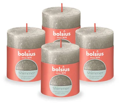 Image de Bolsius Bougies rustiques Shimmer 4 pcs. 80x68 mm Champagne