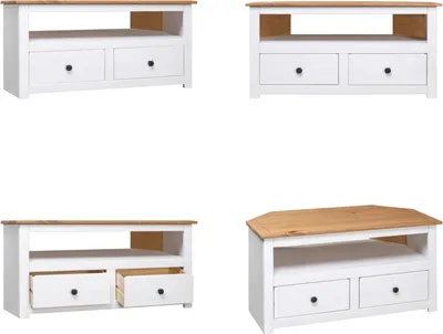 Produktbild von vidaXL TV Eckschrank Weiß 93 x 49 x 49 cm Massivholz Panama Kiefer - TV-Eckschrank - TV-Eckschränke - TV-Schrank - TV-Schränke