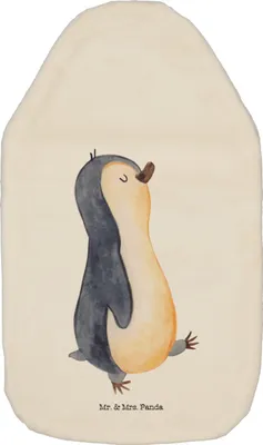 Produktbild von Mr. & Mrs. Panda Wärmflasche Pinguin marschieren - Weiß - Geschenk, Wärmflaschen, Flauschige, Pinguine, Wärmekissen, Spazieren, Bettflasche, Familie, Bruder, mit Bezug
