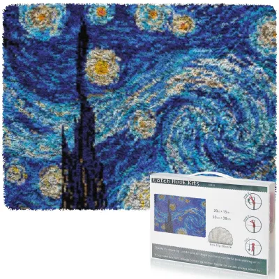 Teppich-Set mit Häkelnadeln, Sternenhimmel, 50x36 cm