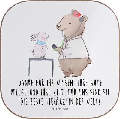 Produktbild von Mr. & Mrs. Panda Untersetzer für Gläser Beste Tierärztin - Weiß - Geschenk, Danke sagen, Tierarzt, Coaster, Wertschätzung, Veterinärmedizin, Tassen, Freundschaft, tolle