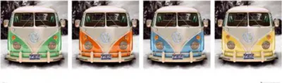 Obrázek produktu pro Volkswagen - Plakát na dveře - VW Bus - 4 karavany
