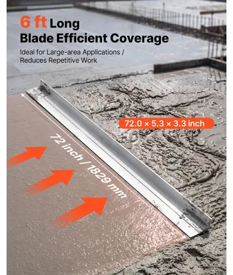 Zdjęcie produktu dla SucceBuy, profil wyrównujący z aluminium o długości 1829 mm, szerokość 134 mm, przeznaczony do prac betonowych, element zamienny do wibratorów do betonu, urządzenie do niwelowania, służące do wyrównywania i wygładzania powierzchni podczas budowy dróg i prac ziemnych