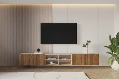 Produktbild von ALTDECOR TV-Schrank KITO-W mit Gefrästen Fronten 3x100x40x40 Lowboard hängend, TV Möbel, TV Cabinet, Fernsehtisch, Fernsehschrank, TV Kommode, TV Tisch, TV Sideboard, TV Board - Artisan / Katania
