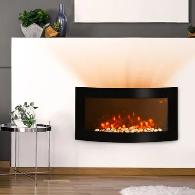 Produktbild von Elektrokamin mit Heizung, Wandkamin mit LED Flammeneffekt, 7 Flammenfarben, 1000/2000 W, elektrischer Kamin mit Timer, Einstellbarer Thermostat