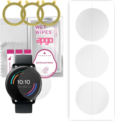 Produktbild von apgo 3 Stück Schutzfolie, klar, kompatibel mit OnePlus Watch 46mm Smartwatch, Hydrogel Displayschutzfolie mit Positionierhilfe, Displayfolie, robust und kratzfest