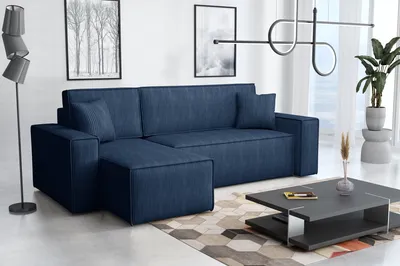 Produktbild von Emoebel24 Ecksofa mit Schlaffunktion und Bettkasten L-form 244x142x83 cm Denis Dunkelblau