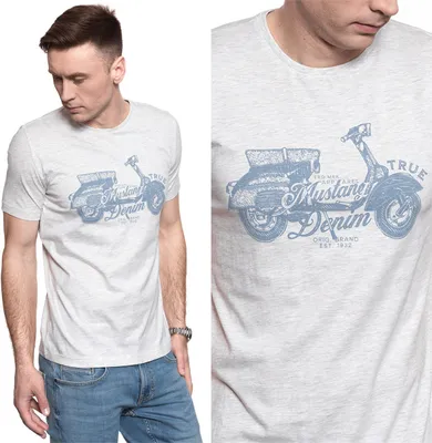 Produktbild von MUSTANG Herren, T-Shirt ALEX C PRINT, M, Weiß, sport, tshirt, shirt