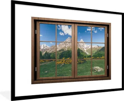 Produktbild von MuchoWow® MuchoWow® Gerahmtes Poster Aussicht - Berg - Natur 90x60 cm - Poster mit zchwarzem Bilderrahmen - Wanddekoration - Fotos