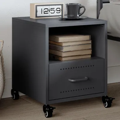 Immagine prodotto di vidaXL Comodino antracite 36x39x43,5 cm acciaio